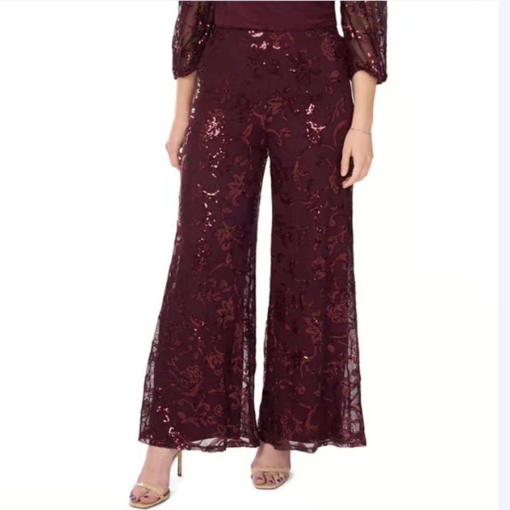 MSK Sequin Mesh Palazzo Pants- PS